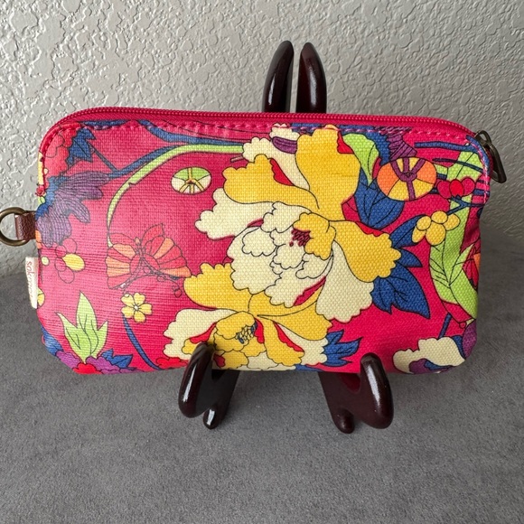 Sakroots Handbags - Sakroots Pink Floral and Butterfly Coated Canvas Makeup Bag